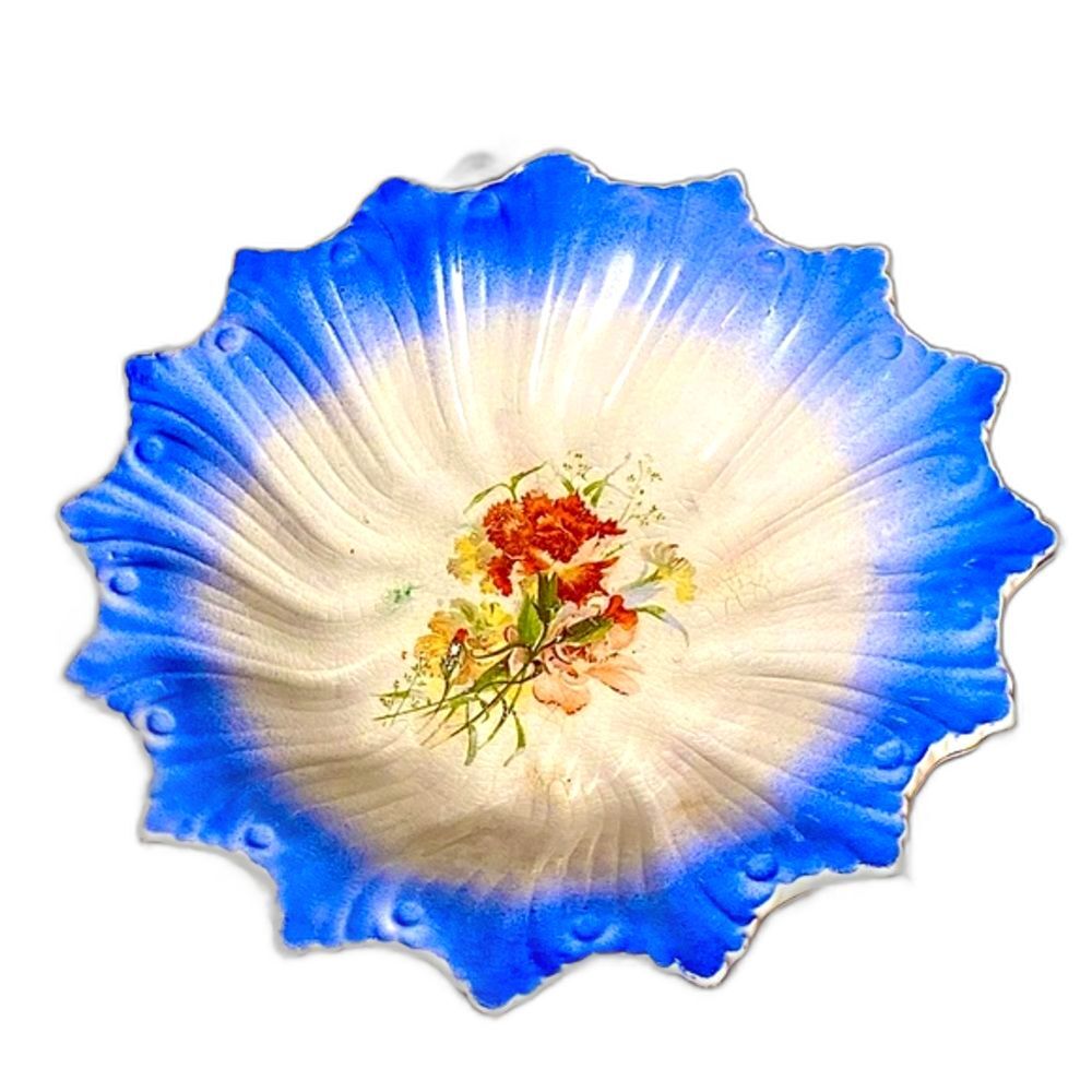 Antique 1895 - 1905 Sebring Porcelain Floral Serving Bowl 11"